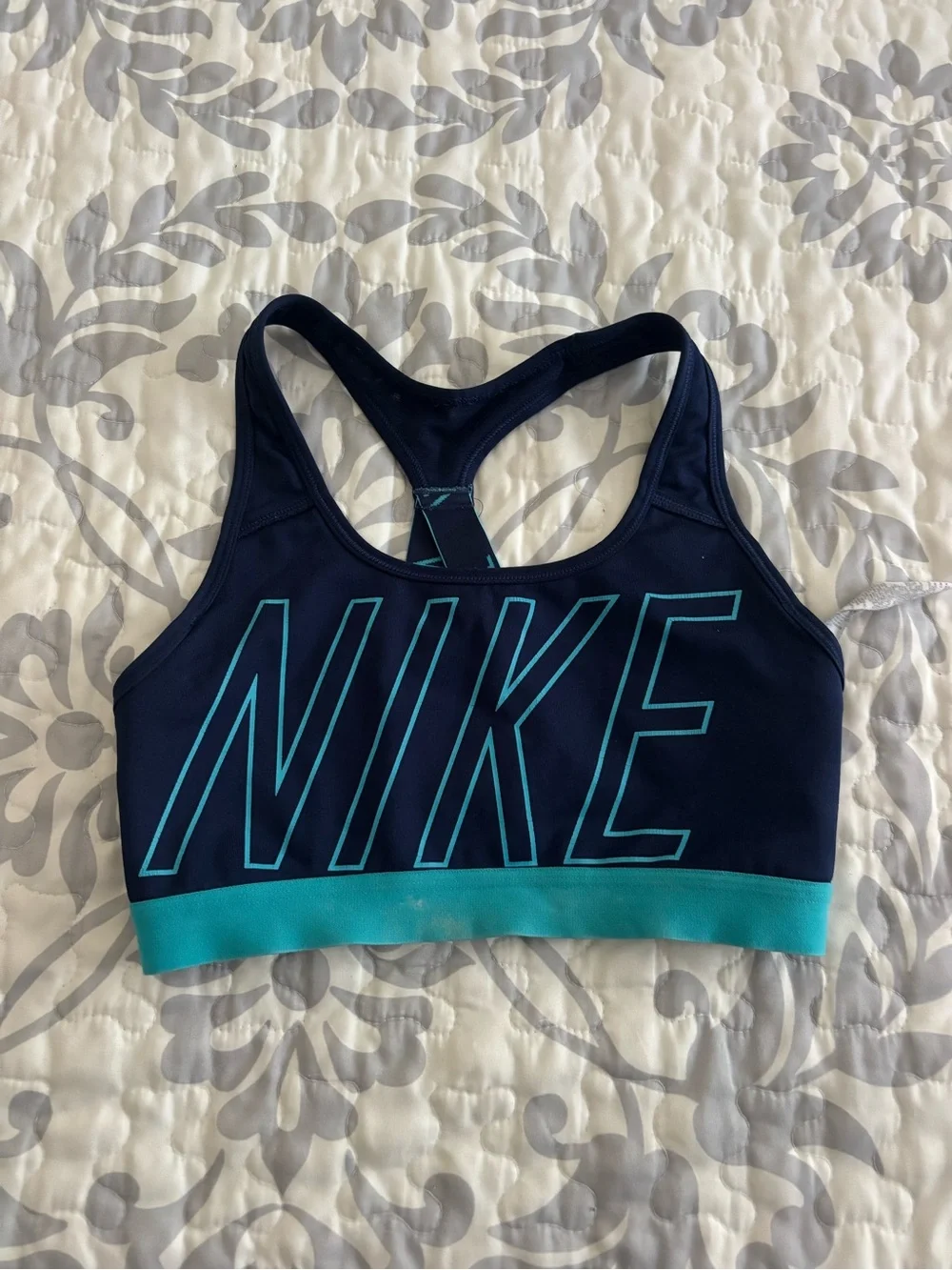 Nike Navy Sports Bra with Teal Accents